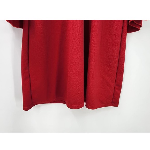 New NWT Olivia Matthews Style 946m Red Ruffle Sleeve Shift Dress Large - Picture 5 of 8